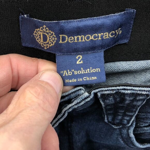 Democracy Womens Jeans Size 2 Distressed Skinny Leg Blue Denim Stretch Ankle - Picture 15 of 16